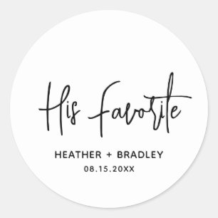 Minimalistische Zwarte en Witte Moderne Trouwdag Ronde Sticker