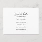 Minimalistische zwarte en witte script save-the-da briefkaart (Achterkant)