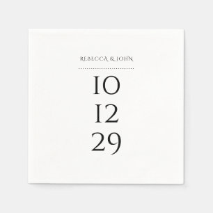 Minimalistische zwarte en witte speciale datum bru servet
