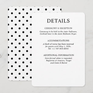 Minimalistische Zwarte en Witte Stip Trouwdag Informatiekaartje