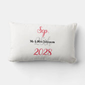 Minimalistische Zwarte en Witte Trouw Accent Kusse Kussen (Achterkant)