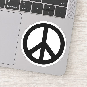 Minimalistische Zwarte en Witte Vredessymbool Cirk Sticker