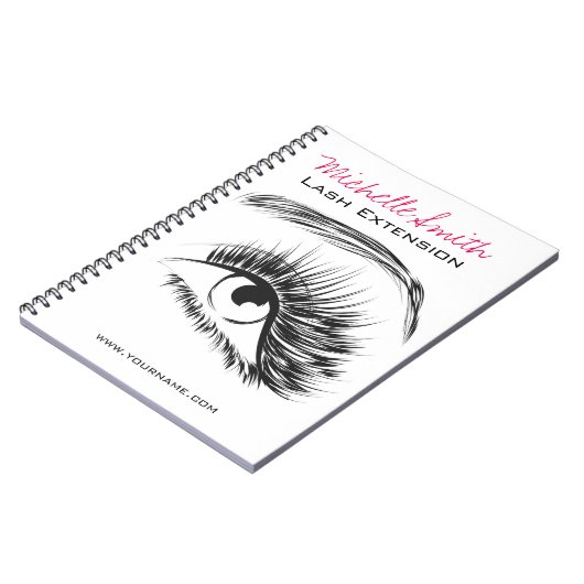 Minimalistische zwarte en witte wimper extensie ma notitieboek (Linkerzijde)