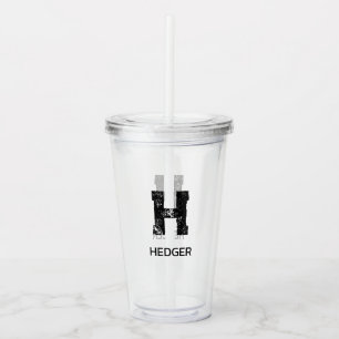 MINIMALISTISCHE ZWARTE ENKEL LETTER MONOGRAM NAAM ACRYL DRINKBEKER