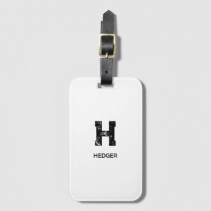 MINIMALISTISCHE ZWARTE ENKELE LETTER MONOGRAM NAAM BAGAGELABEL
