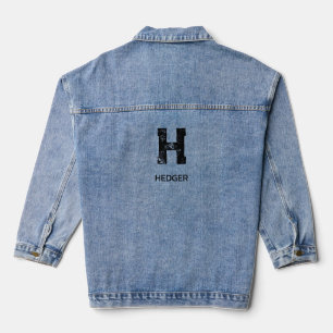 MINIMALISTISCHE ZWARTE ENKELE LETTER MONOGRAM NAAM DENIM JACKET