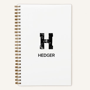 MINIMALISTISCHE ZWARTE ENKELE LETTER MONOGRAM NAAM NOTITIEBOEK