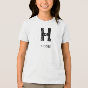 MINIMALISTISCHE ZWARTE ENKELE LETTER MONOGRAM NAAM Tri-Blend SHIRT