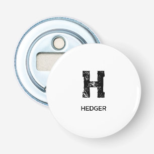 MINIMALISTISCHE ZWARTE ENKELVOUDIGE LETTER MONOGRA BUTTON FLESOPENER
