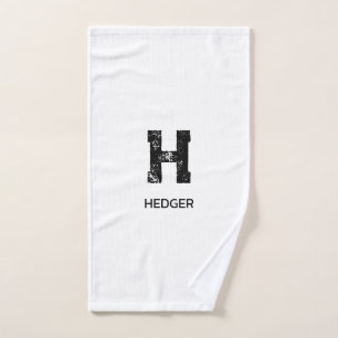 MINIMALISTISCHE ZWARTE ENKELVOUDIGE LETTER MONOGRA HANDDOEK