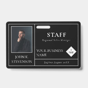 Minimalistische zwarte foto & logo badge