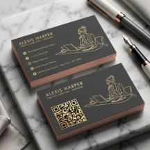 Minimalistische Zwarte Gouden Moderne QR Code Lijn