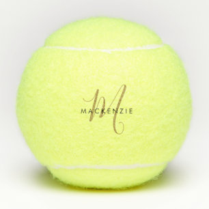 Minimalistische Zwarte Gouden Script Monogram Tennisballen