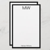 Minimalistische zwarte grens, geprogrammeerd perso briefpapier (Voorkant / Achterkant)