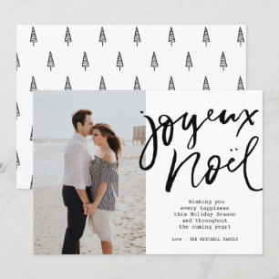 Minimalistische Zwarte Hand Lettered Joyeux Noel F Kaart