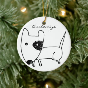 Minimalistische zwarte hond Thunder_Cove Keramisch Ornament