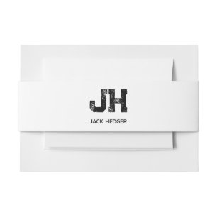 MINIMALISTISCHE ZWARTE INITIALEN VAN TWEE LETTERS UITNODIGINGEN WIKKEL