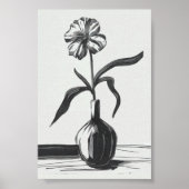 Minimalistische zwarte inktbloem poster (Voorkant)