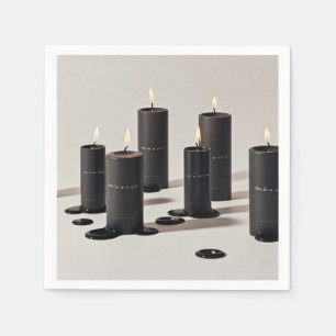 Minimalistische zwarte kaarsen met kleine vlammen servet
