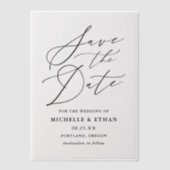 Minimalistische zwarte kalligrafie bruiloft Save t Vellum Uitnodigingen (Voorkant)