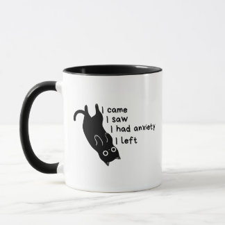Minimalistische Zwarte Kat Angst Grappige Introver Mok
