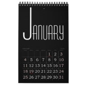 Minimalistische zwarte kleurenkalender kalender (Jan 2026)
