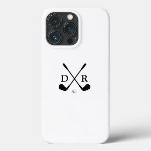 Minimalistische zwarte Logo en Monogram Golfspeler iPhone 13 Pro Hoesje