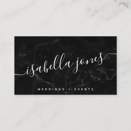 Minimalistische zwarte marmer professionele luxe m visitekaartje (Voorkant)