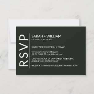Minimalistische zwarte moderne RSVP-kaart RSVP Kaartje