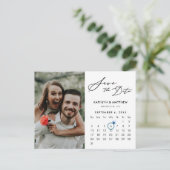 Minimalistische Zwarte Moderne Scriptie Foto Save  Aankondigingskaart (Staand voorkant)