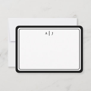 Minimalistische Zwarte Monogram Ronde Rand Notitiekaartje