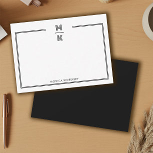 Minimalistische zwarte notitiekaart met twee randm notitiekaartje