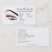 Minimalistische zwarte paarse wimper extensie make visitekaartje (Voorkant / Achterkant)