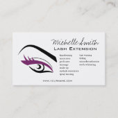 Minimalistische zwarte paarse wimper extensie make visitekaartje (Voorkant)