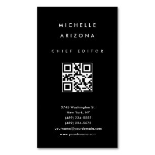 Minimalistische zwarte professionele scanbare QR-c Magnetisch Visitekaartje