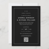 Minimalistische zwarte QR-code bruiloft Kaart (Voorkant)