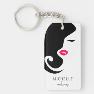 Minimalistische Zwarte Roze Make-up Artiest Schoon Sleutelhanger