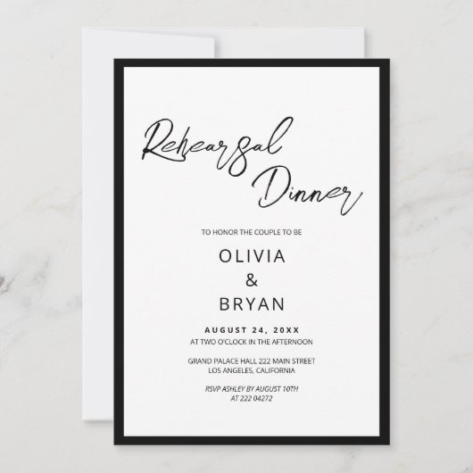 Minimalistische zwarte-Script-repetitie Kaart (Voorkant)