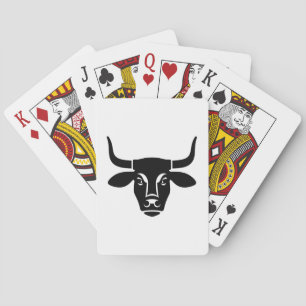 Minimalistische Zwarte Stier Kop Os Silhouet Pokerkaarten
