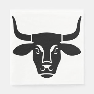 Minimalistische zwarte stierenkop os silhouet servet