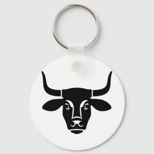 Minimalistische zwarte stierenkop os silhouet sleutelhanger