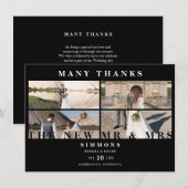 Minimalistische zwarte trendy collage bruiloft 4 f bedankkaart (Voorkant / Achterkant)