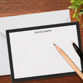 Minimalistische zwarte twee grens moderne monogram notitiekaartje