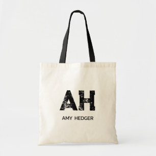 MINIMALISTISCHE ZWARTE TWEE-LETTER MONOGRAM NAAM N TOTE BAG