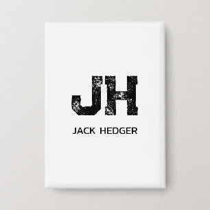 MINIMALISTISCHE ZWARTE TWEE LETTER MONOGRAM NAAM W BUTTON