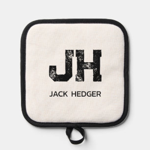 MINIMALISTISCHE ZWARTE TWEE LETTER MONOGRAM NAAM W PANNENLAP