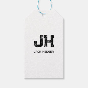 MINIMALISTISCHE ZWARTE TWEELITTERIGE MONOGRAM NAAM CADEAULABEL
