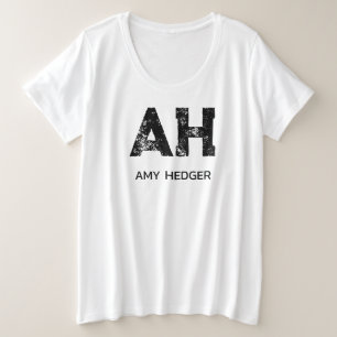 MINIMALISTISCHE ZWARTE TWEELITTERIGE MONOGRAM NAAM GROTE MAAT T-SHIRT