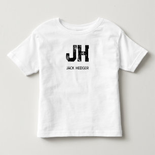 MINIMALISTISCHE ZWARTE TWEELITTERIGE MONOGRAM NAAM KINDER SHIRTS