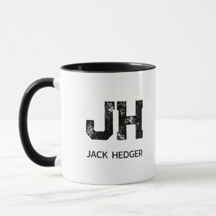 MINIMALISTISCHE ZWARTE TWEELITTERIGE MONOGRAM NAAM MOK